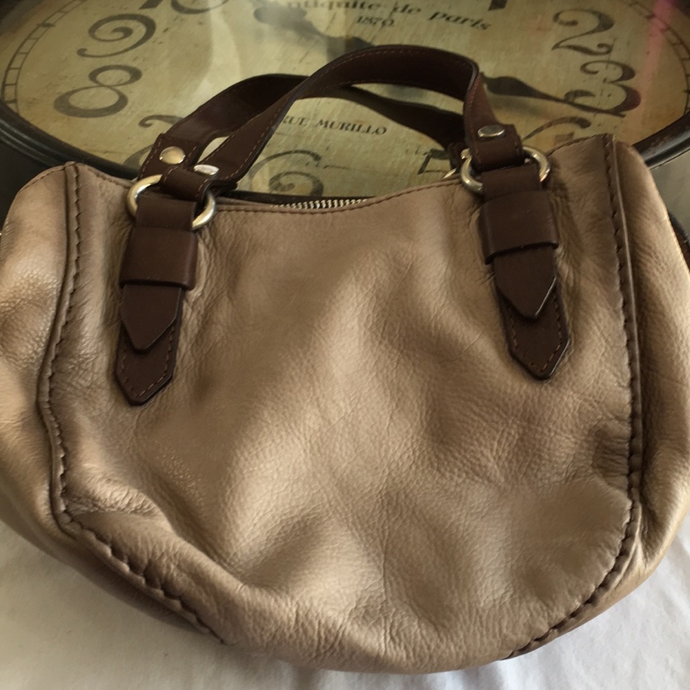 Sundance Leather Handbag Stone Color